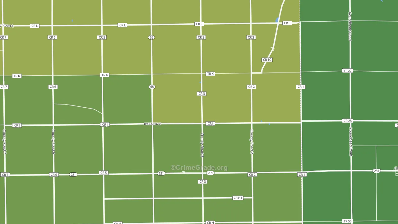 Westhope, OH Map of Vandalism Rates