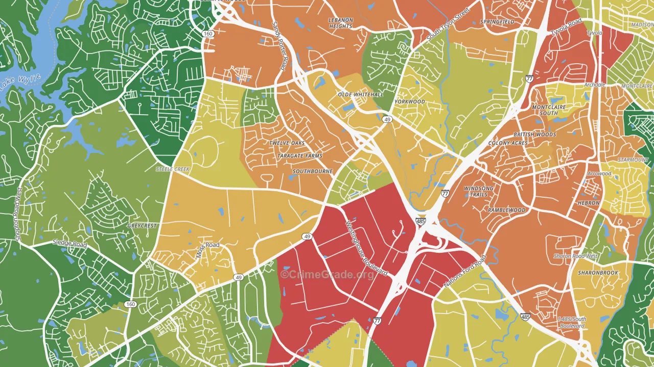 Westinghouse, Charlotte, NC Map of Vandalism Rates