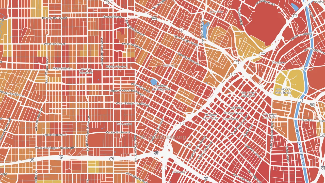 Westlake, Los Angeles, CA Map of Vandalism Rates