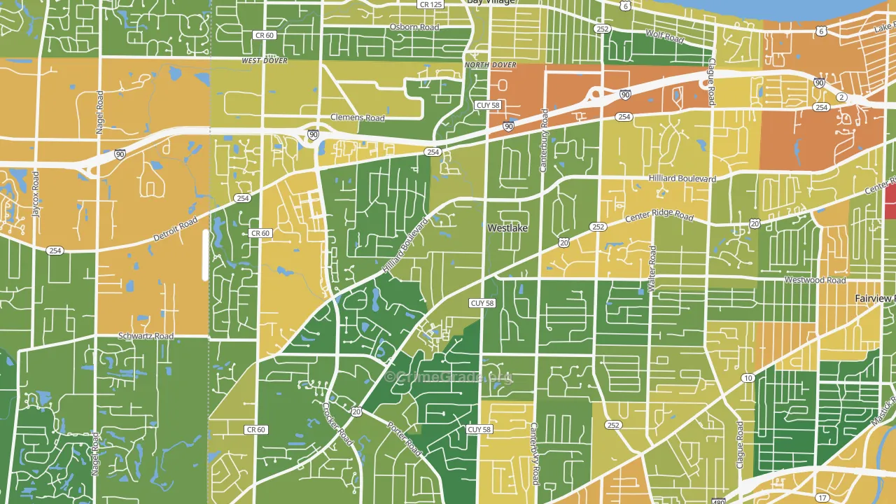 Westlake, OH Map of Vandalism Rates