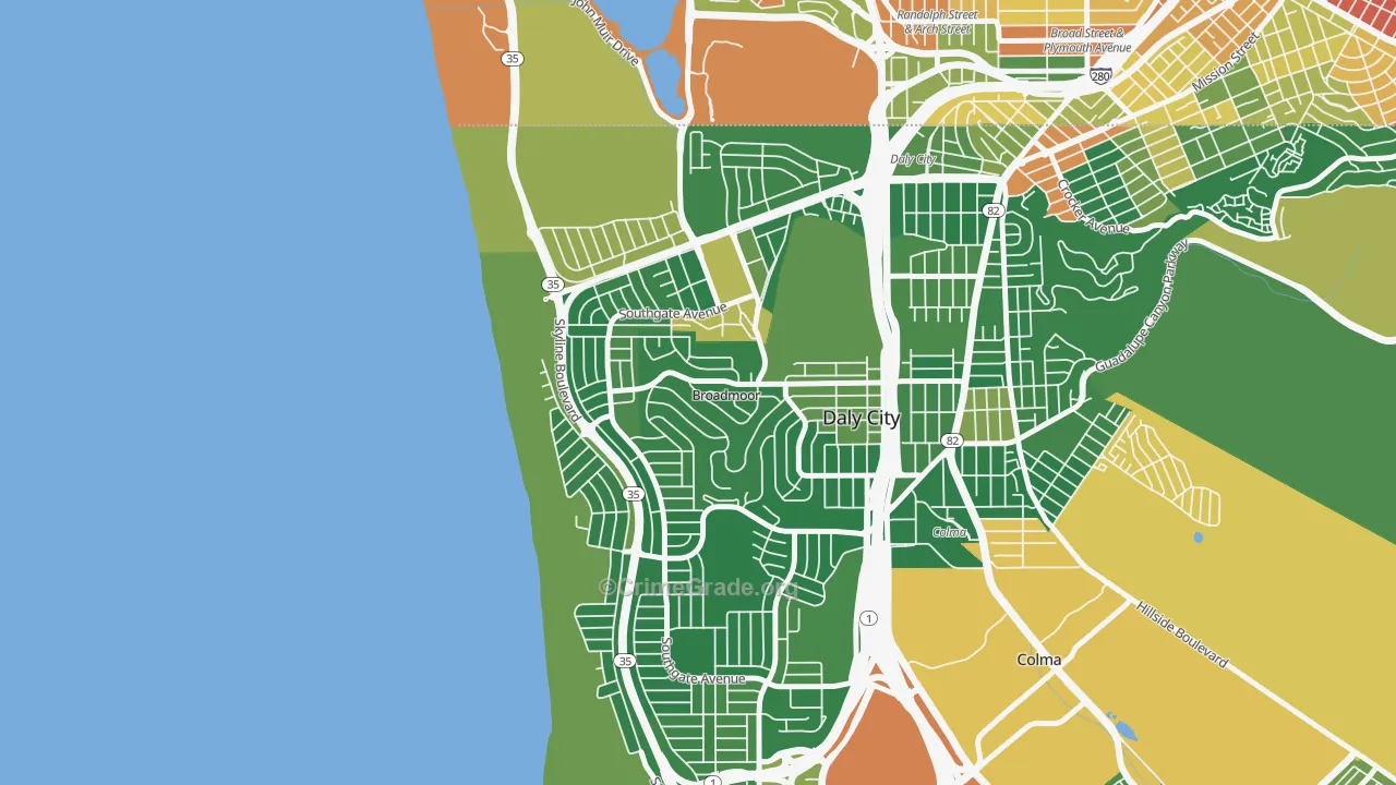 Westlake-San Francisco, Daly City, CA Map of Vandalism Rates