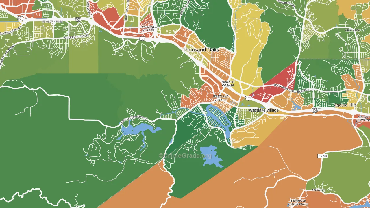 Westlake Village Area-Los Angeles, Westlake Village, CA Map of Vandalism Rates