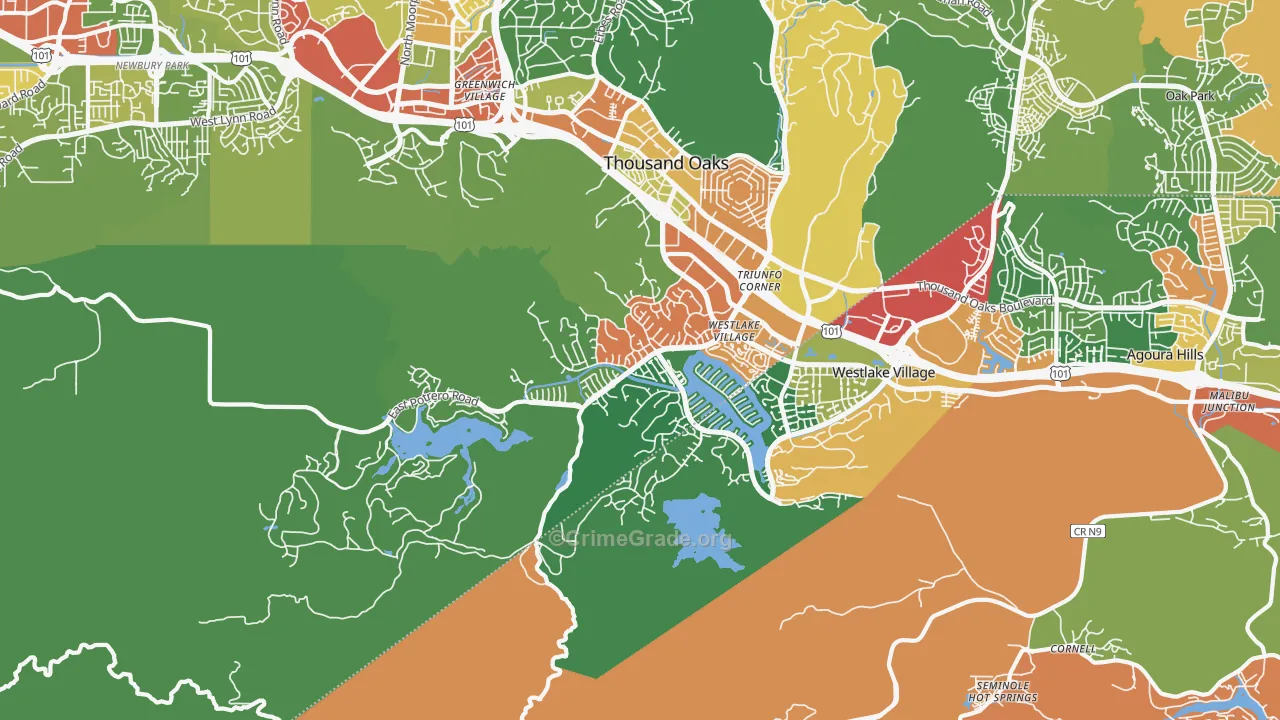 Westlake Village, CA Map of Vandalism Rates