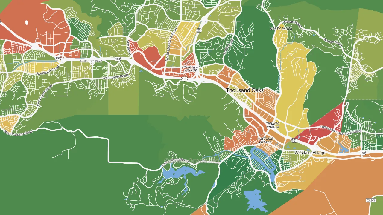 Westlake Village, Westlake Village, CA Map of Vandalism Rates