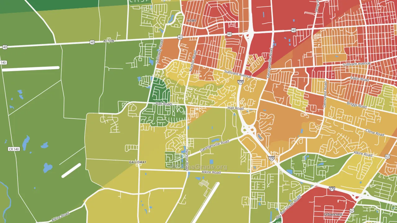 Westland, Galloway, OH Map of Vandalism Rates