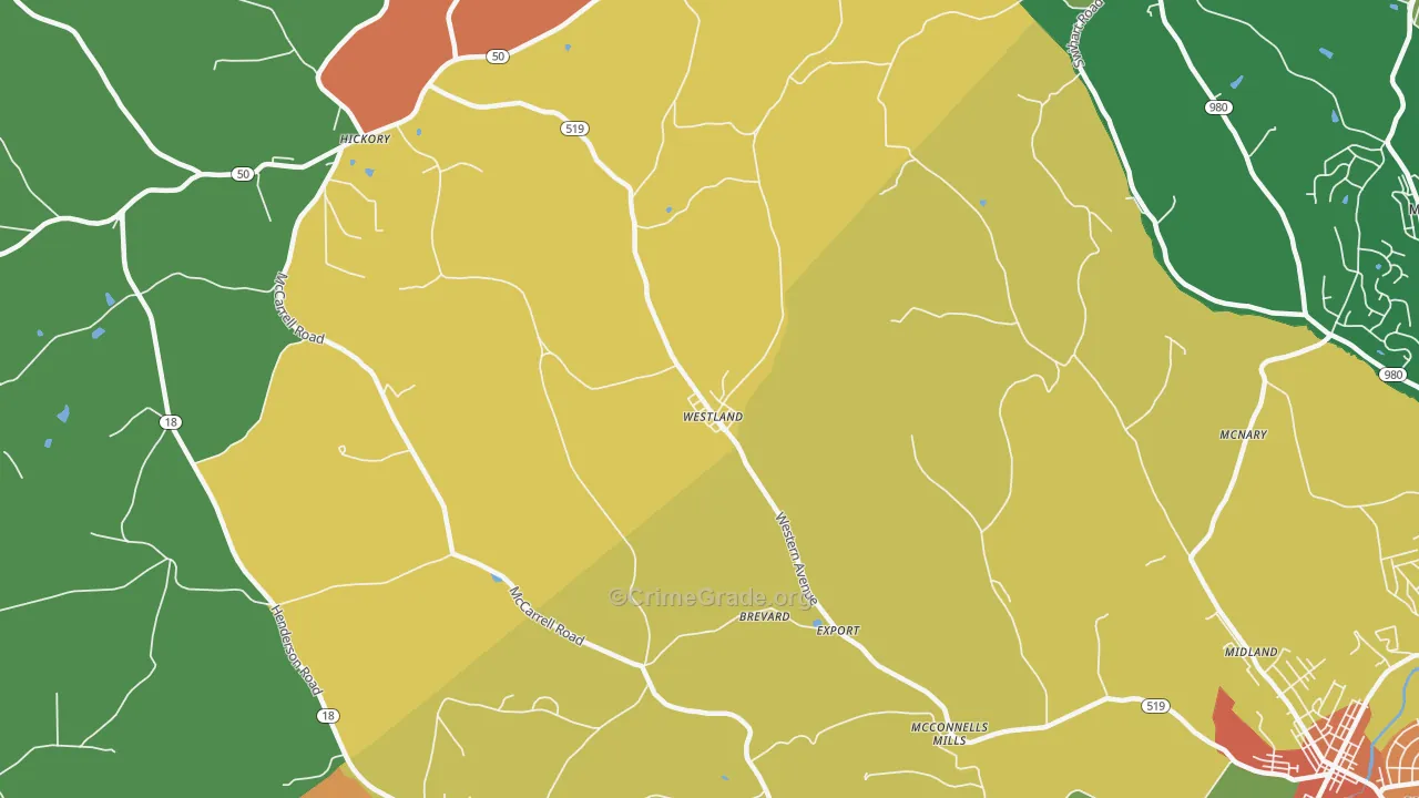 Westland, PA Map of Vandalism Rates