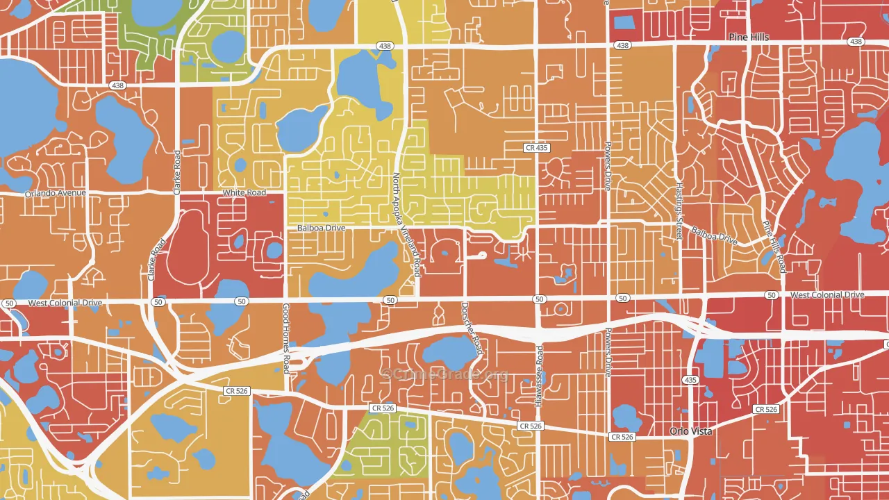 Westland Terrace, Pine Hills, FL Map of Vandalism Rates