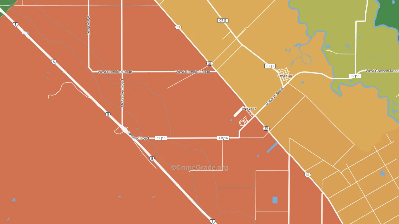 Westley, CA Map of Vandalism Rates