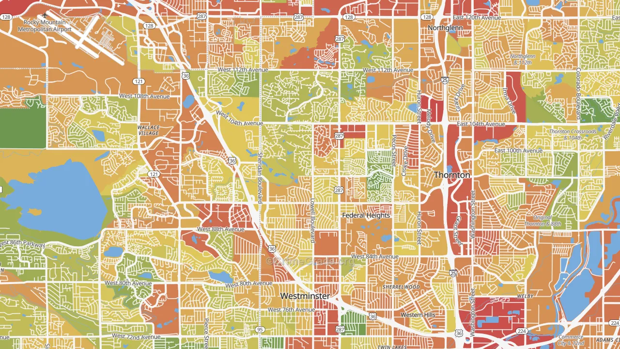 Westminster, CO Map of Vandalism Rates