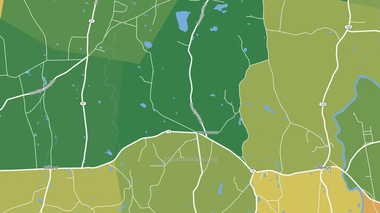 Westminster, CT Map of Vandalism Rates