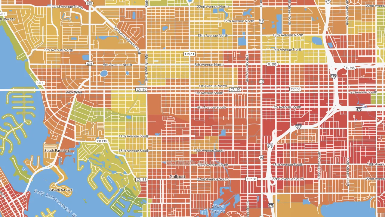Westminster Heights, St. Petersburg, FL Map of Vandalism Rates