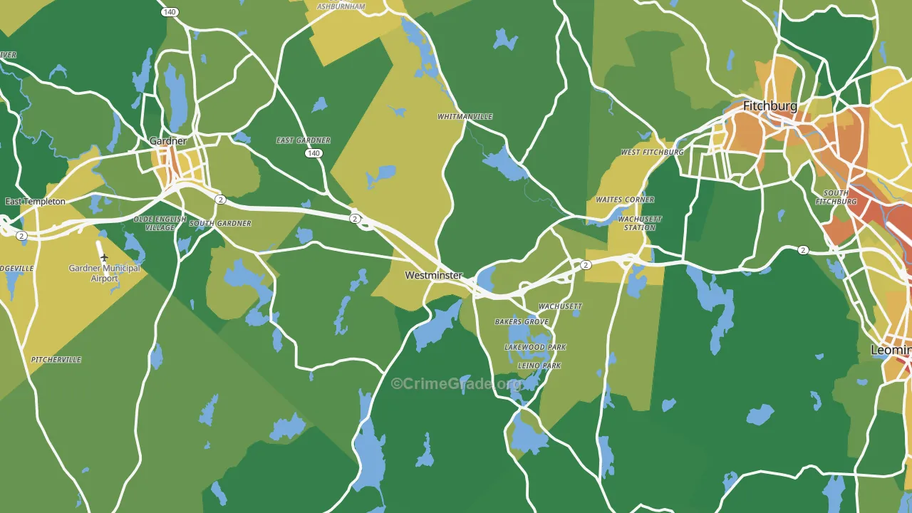 Westminster, MA Map of Vandalism Rates