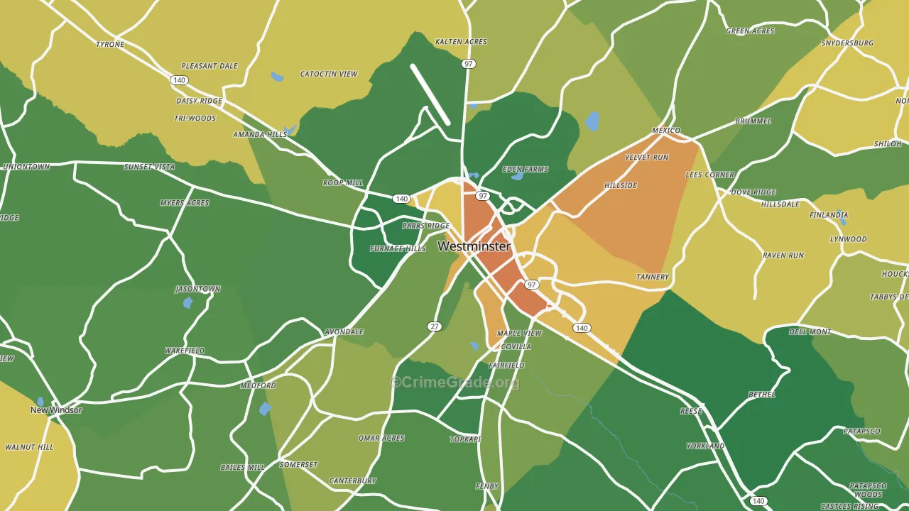 Westminster, MD Map of Vandalism Rates