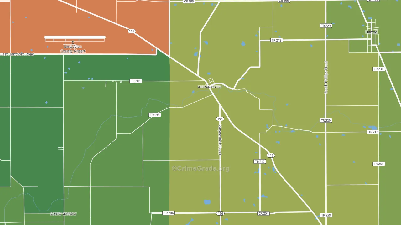 Westminster, OH Map of Vandalism Rates