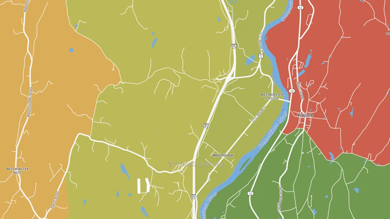 Westminster, VT Map of Vandalism Rates
