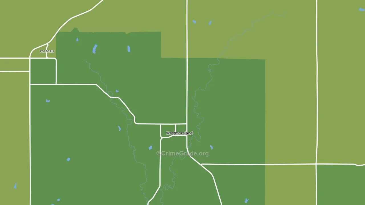 Westmoreland, KS Map of Vandalism Rates