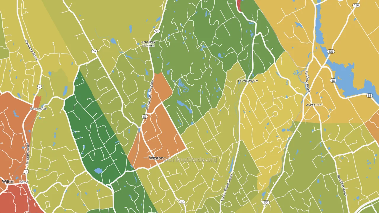 Weston, CT Map of Vandalism Rates
