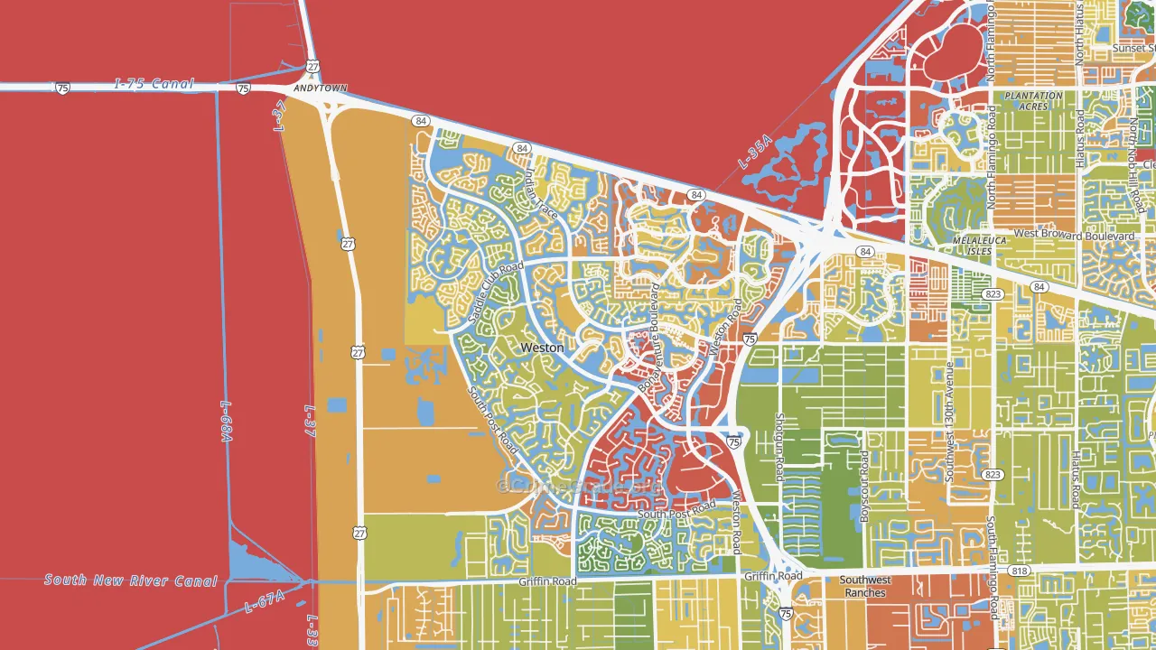 Weston, FL Map of Vandalism Rates