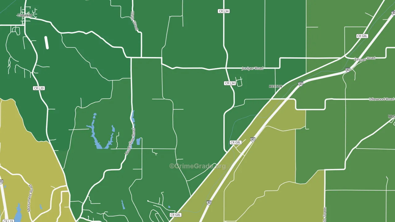 Weston, IA Map of Vandalism Rates