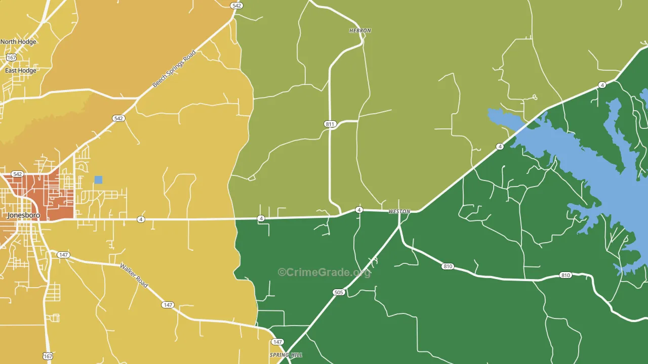 Weston, LA Map of Vandalism Rates