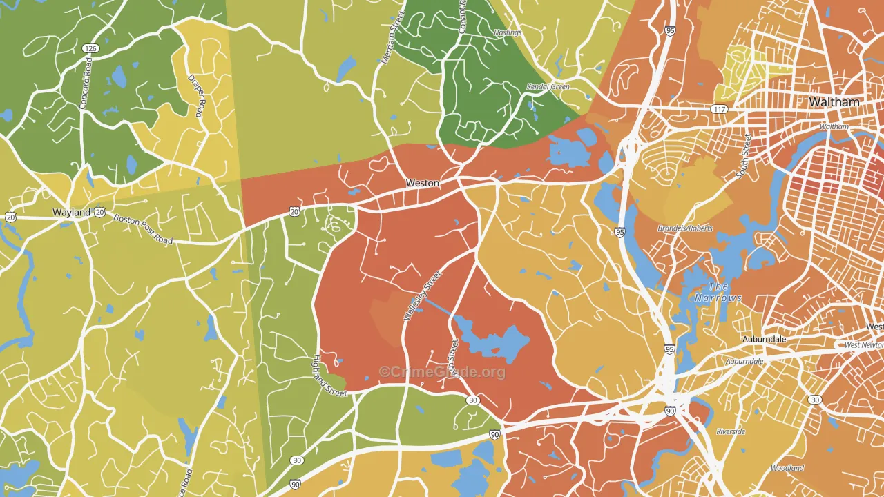 Weston, MA Map of Vandalism Rates