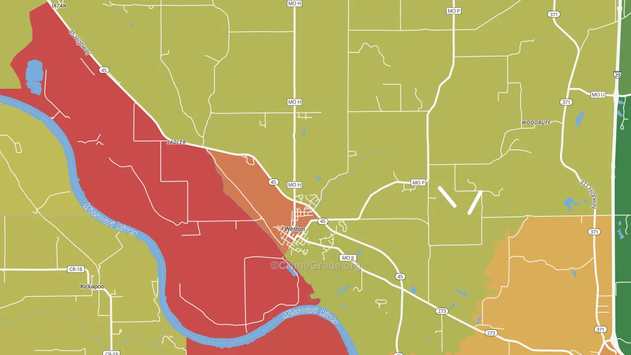 Weston, MO Map of Vandalism Rates