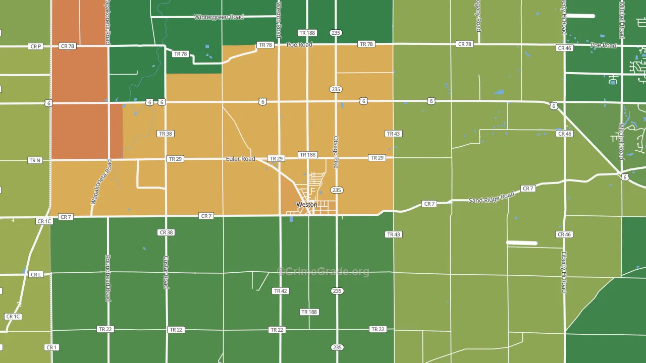 Weston, OH Map of Vandalism Rates
