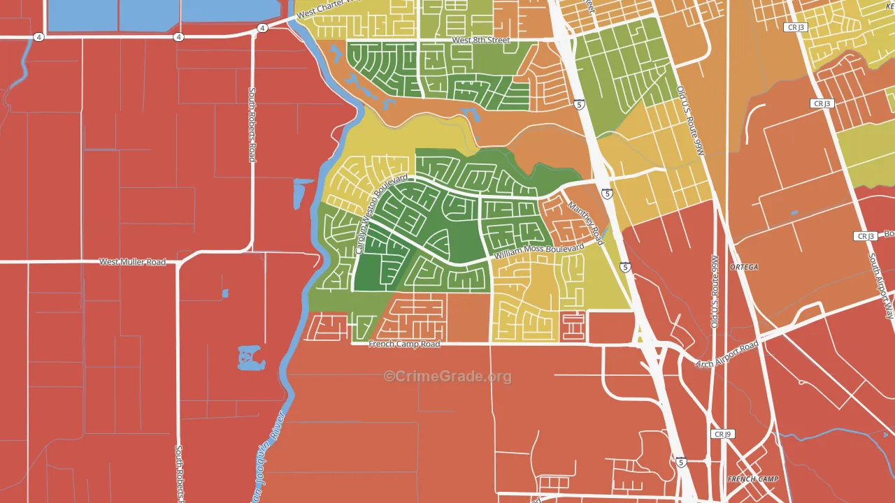 Weston Ranch, Stockton, CA Map of Vandalism Rates