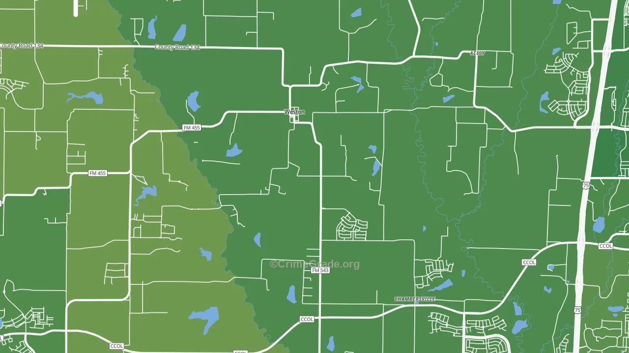 Weston, TX Map of Vandalism Rates