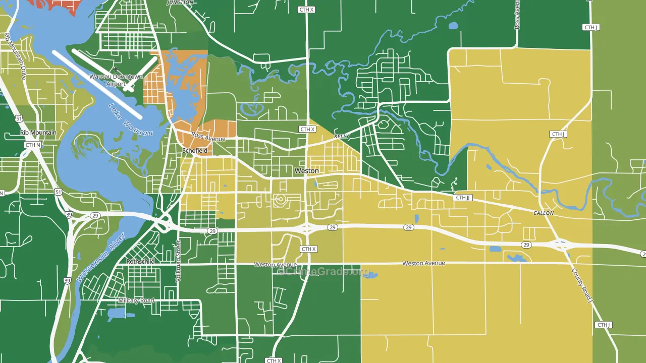 Weston, WI Map of Vandalism Rates