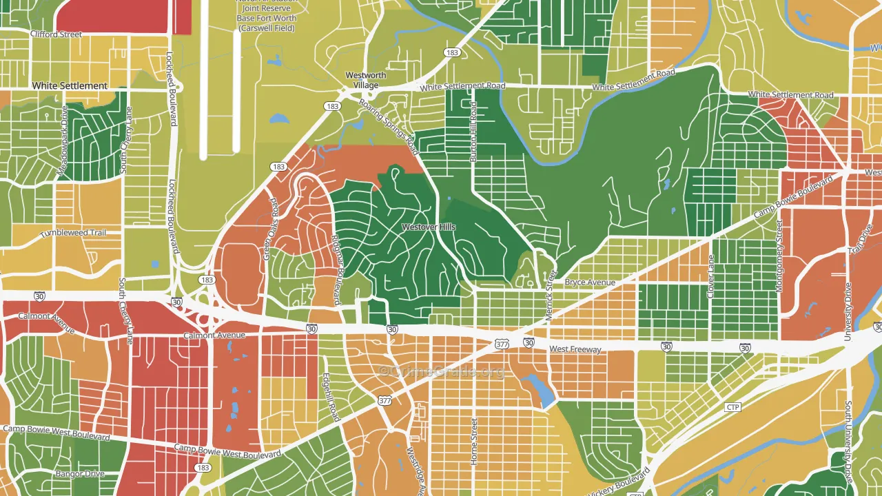 Westover Hills, TX Map of Vandalism Rates