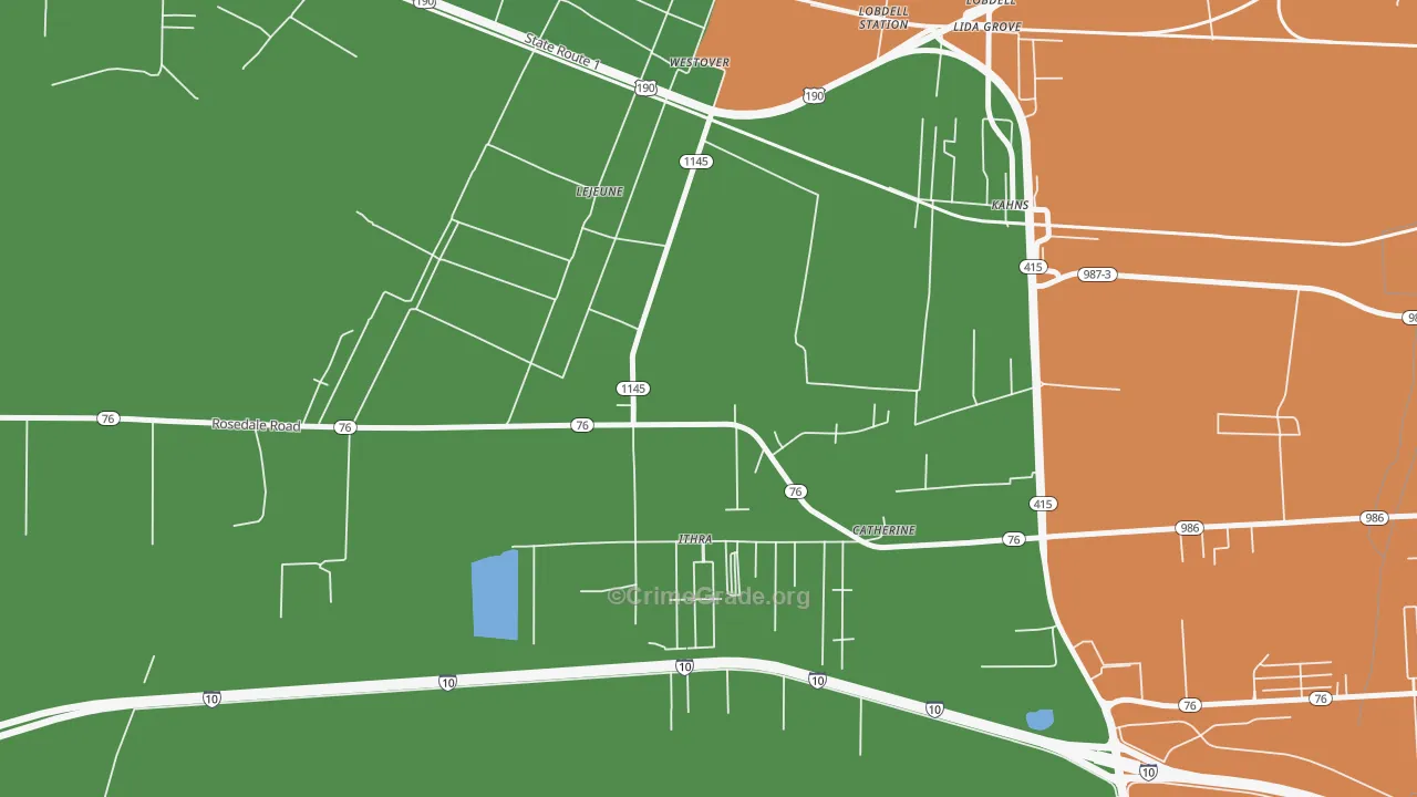 Westover, LA Map of Vandalism Rates