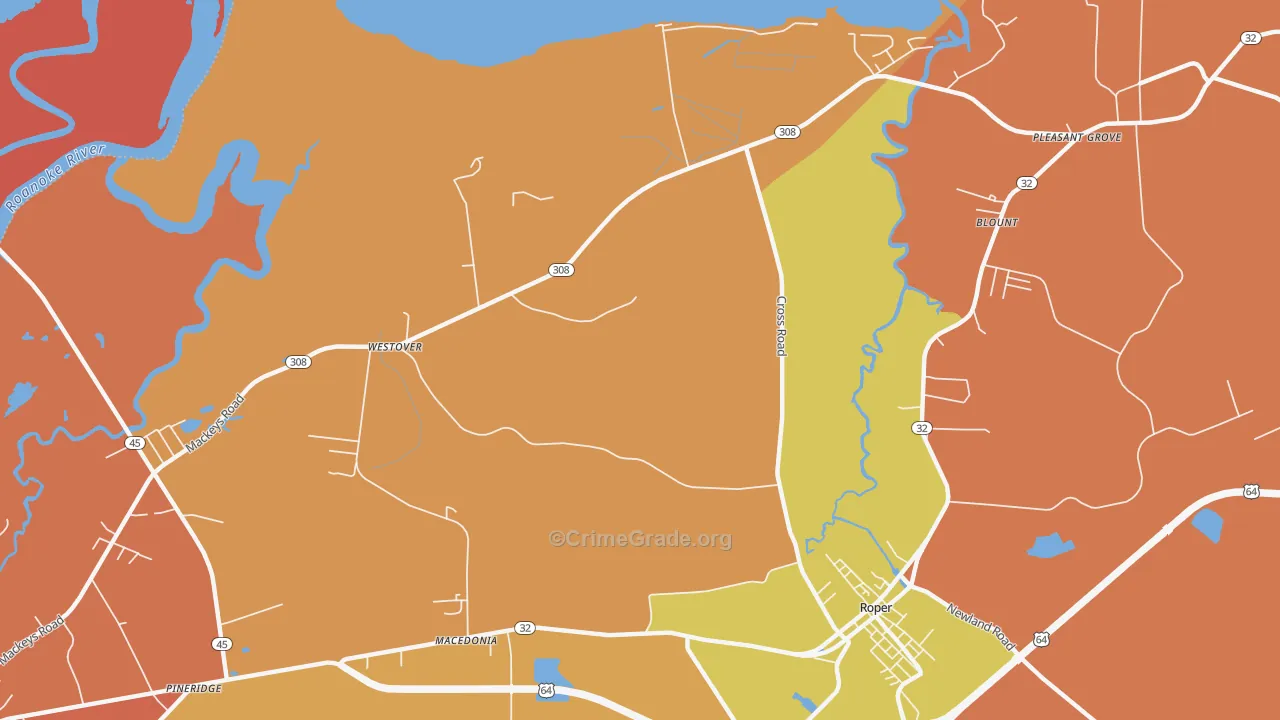 Westover, NC Map of Vandalism Rates