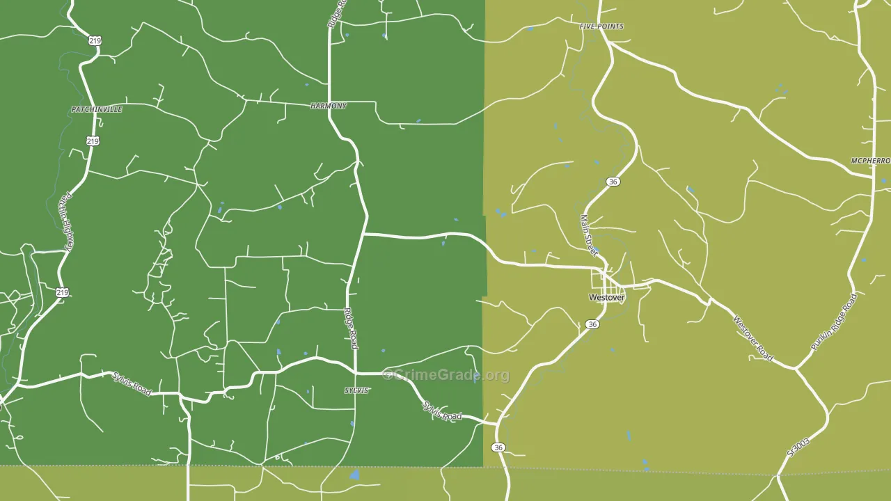 Westover, PA Map of Vandalism Rates