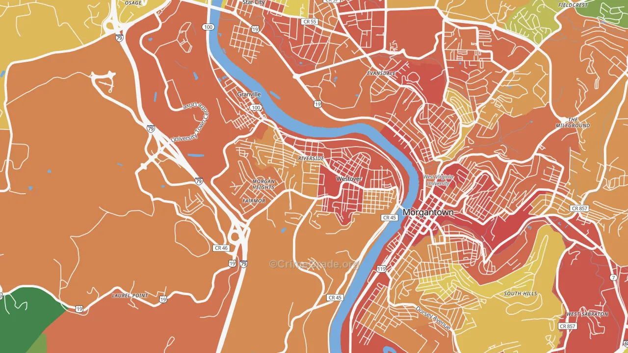 Westover, WV Map of Vandalism Rates