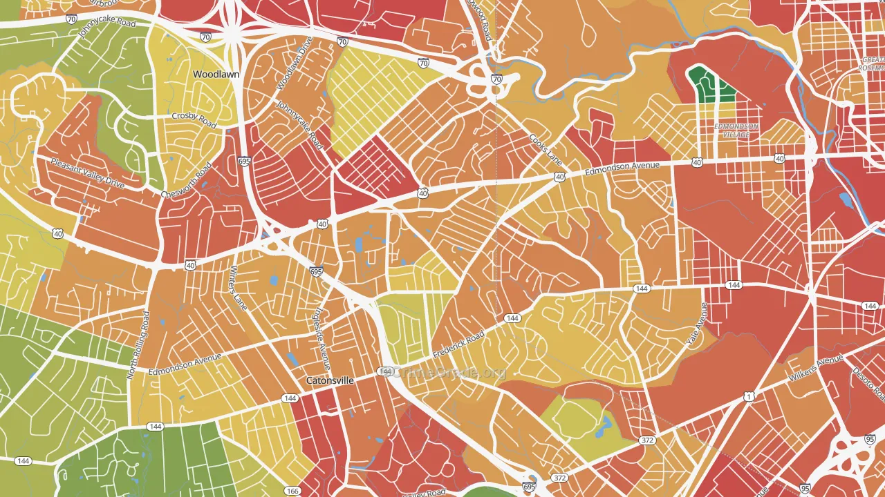 Westowne, Catonsville, MD Map of Vandalism Rates