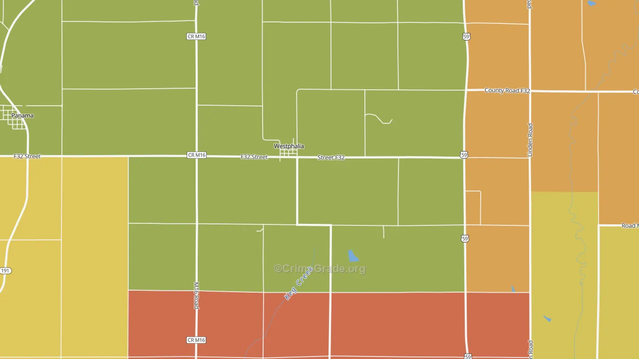 Westphalia, IA Map of Vandalism Rates