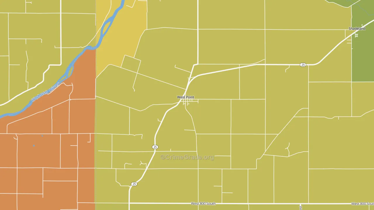 Westpoint, IN Map of Vandalism Rates