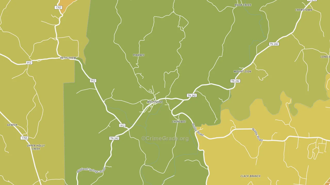 Westpoint, TN Map of Vandalism Rates