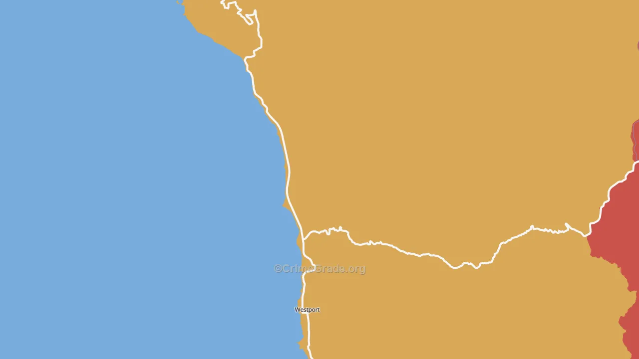 Westport, CA Map of Vandalism Rates