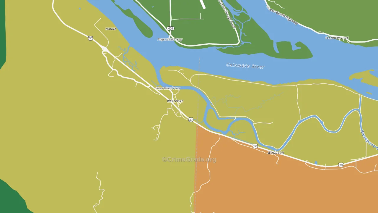 Westport, OR Map of Vandalism Rates