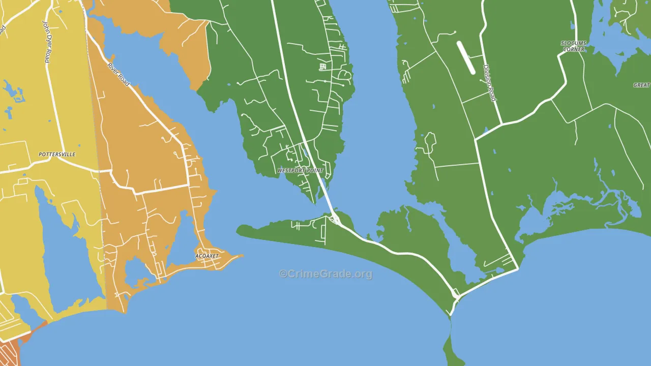 Westport Point, MA Map of Vandalism Rates