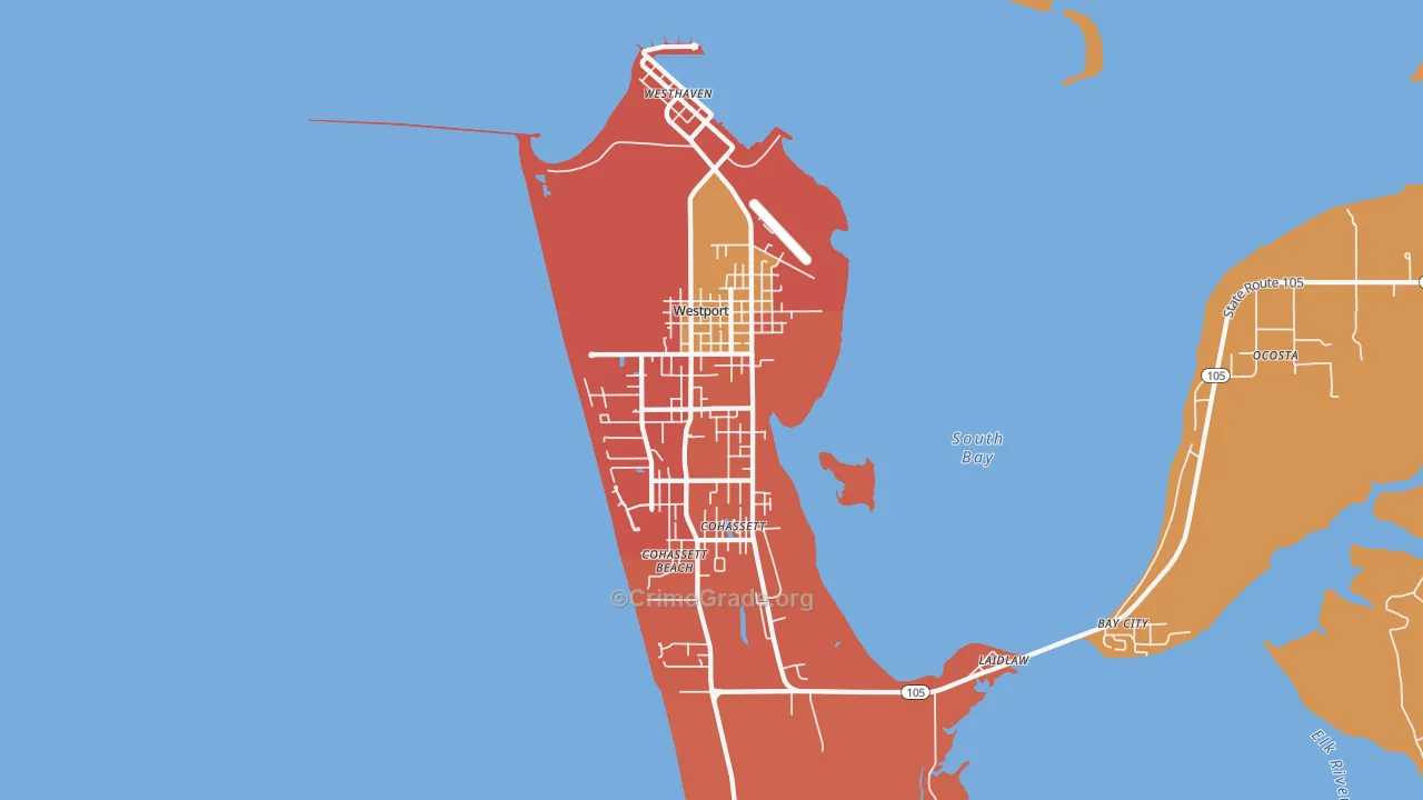 Westport, WA Map of Vandalism Rates