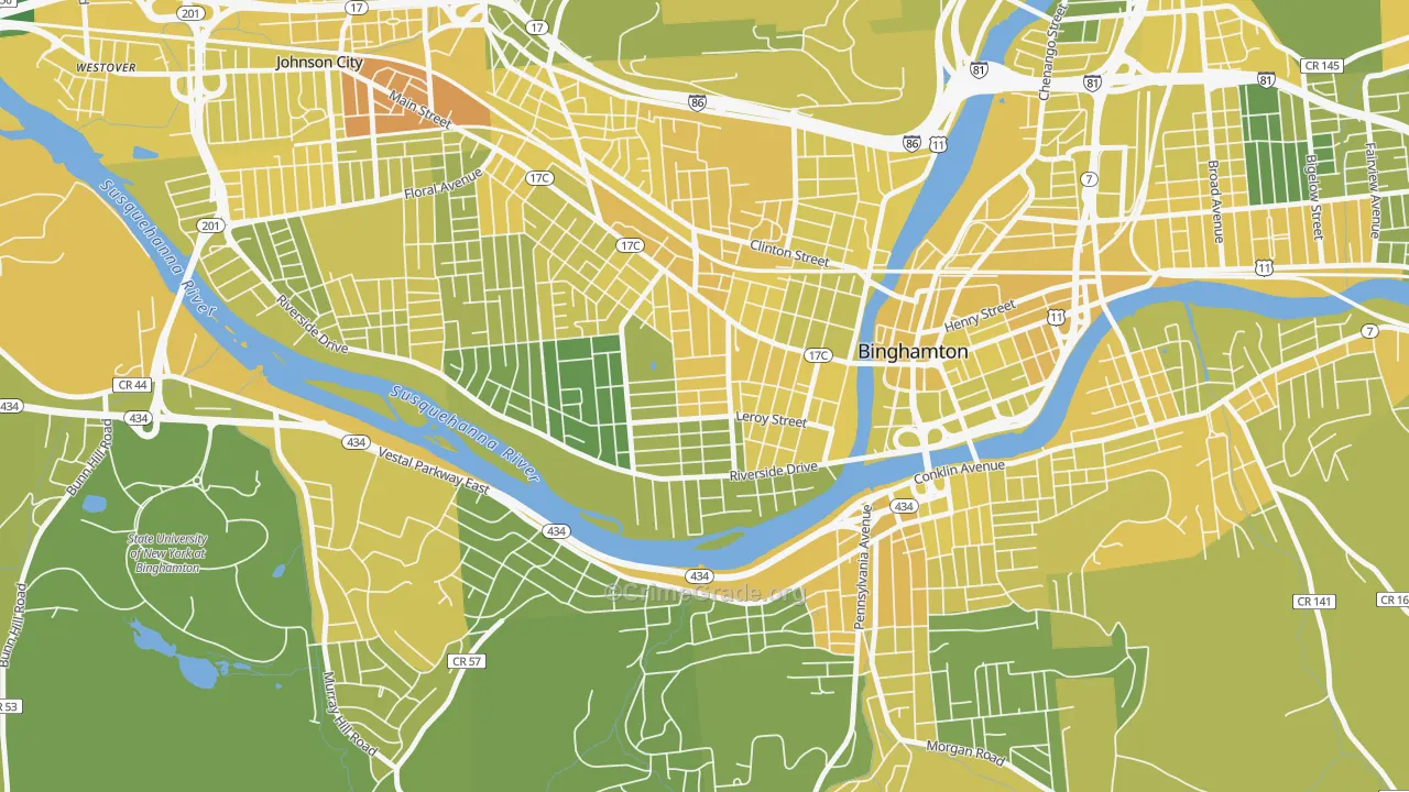 Westside, Binghamton, NY Map of Vandalism Rates