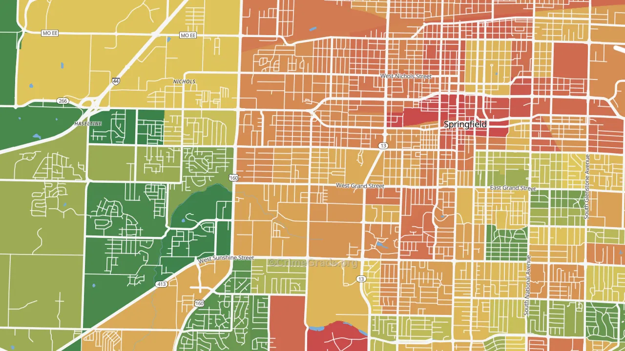 Westside Community Betterment, Springfield, MO Map of Vandalism Rates