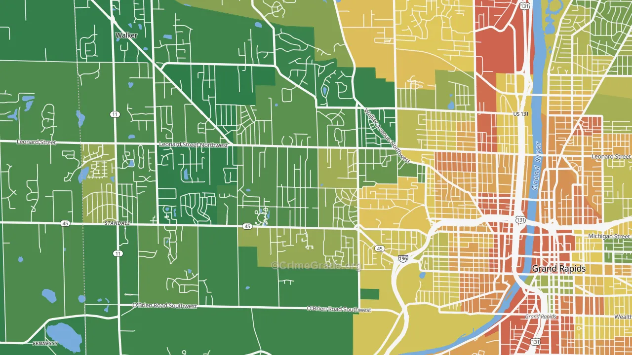Westside, Grand Rapids, MI Map of Vandalism Rates