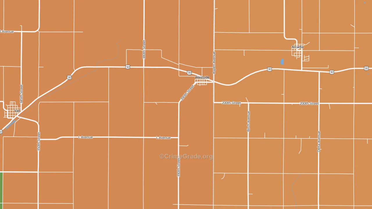 Westside, IA Map of Vandalism Rates
