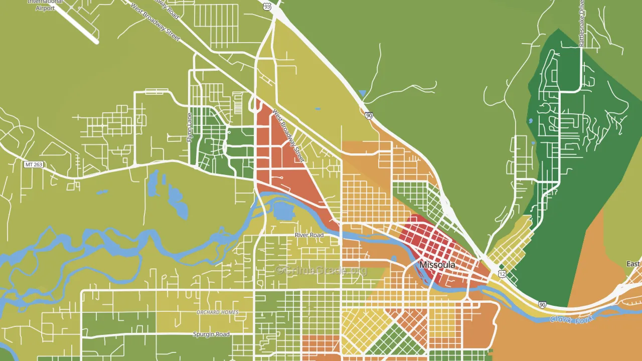 Westside, Missoula, MT Map of Vandalism Rates