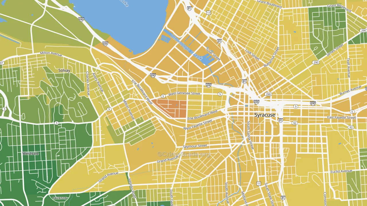 Westside, Syracuse, NY Map of Vandalism Rates