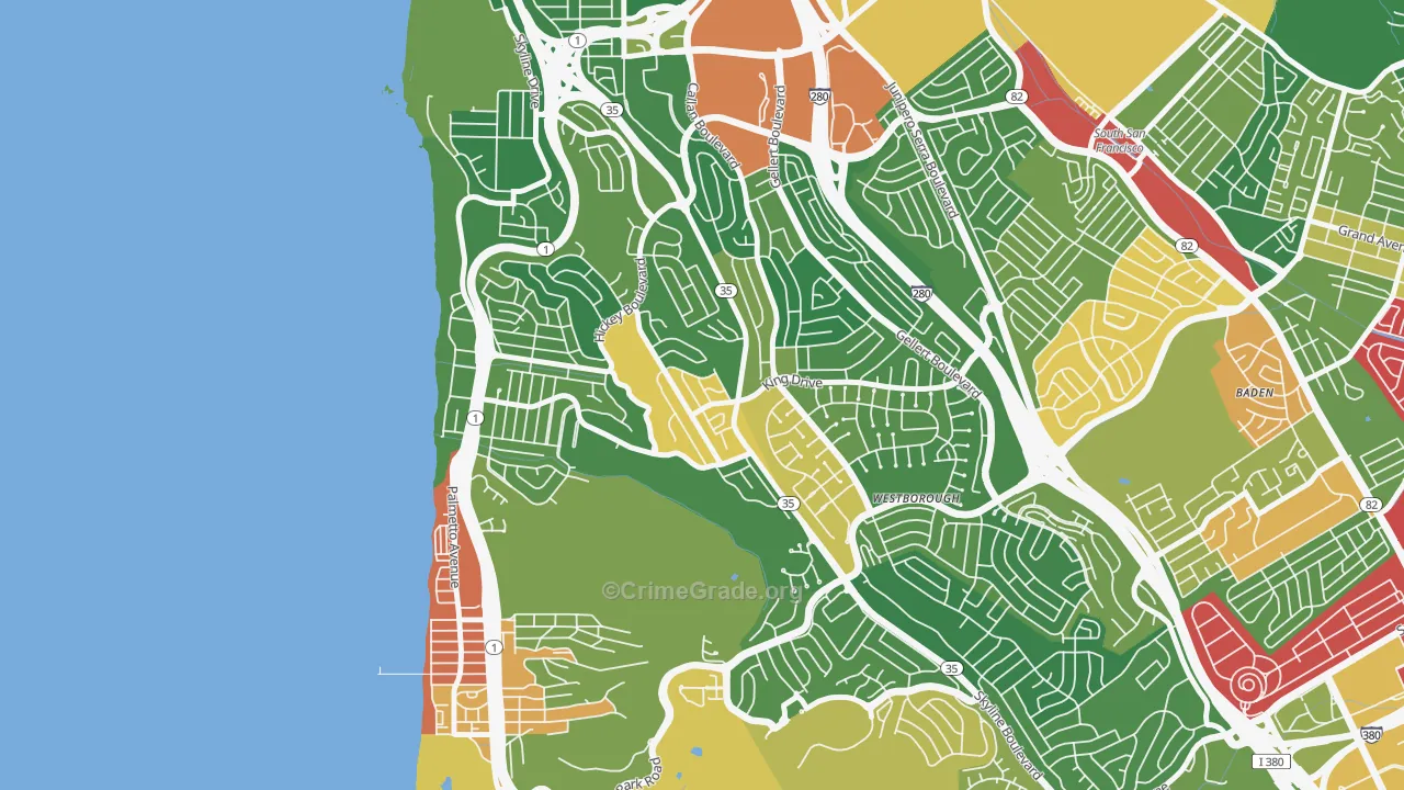 Westview, Pacifica, CA Map of Vandalism Rates